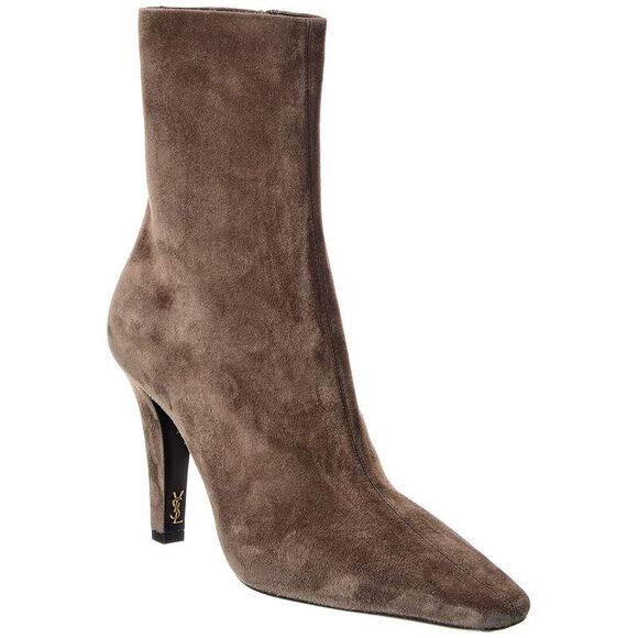 Saint Laurent Shoes - Saint Laurent Jill 95 Suede Bootie, Grey